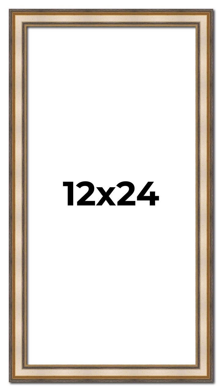 12x24 Refined Silver Picture Frame - UV Acrylic, Foam Board Backing, Hanging Hardware